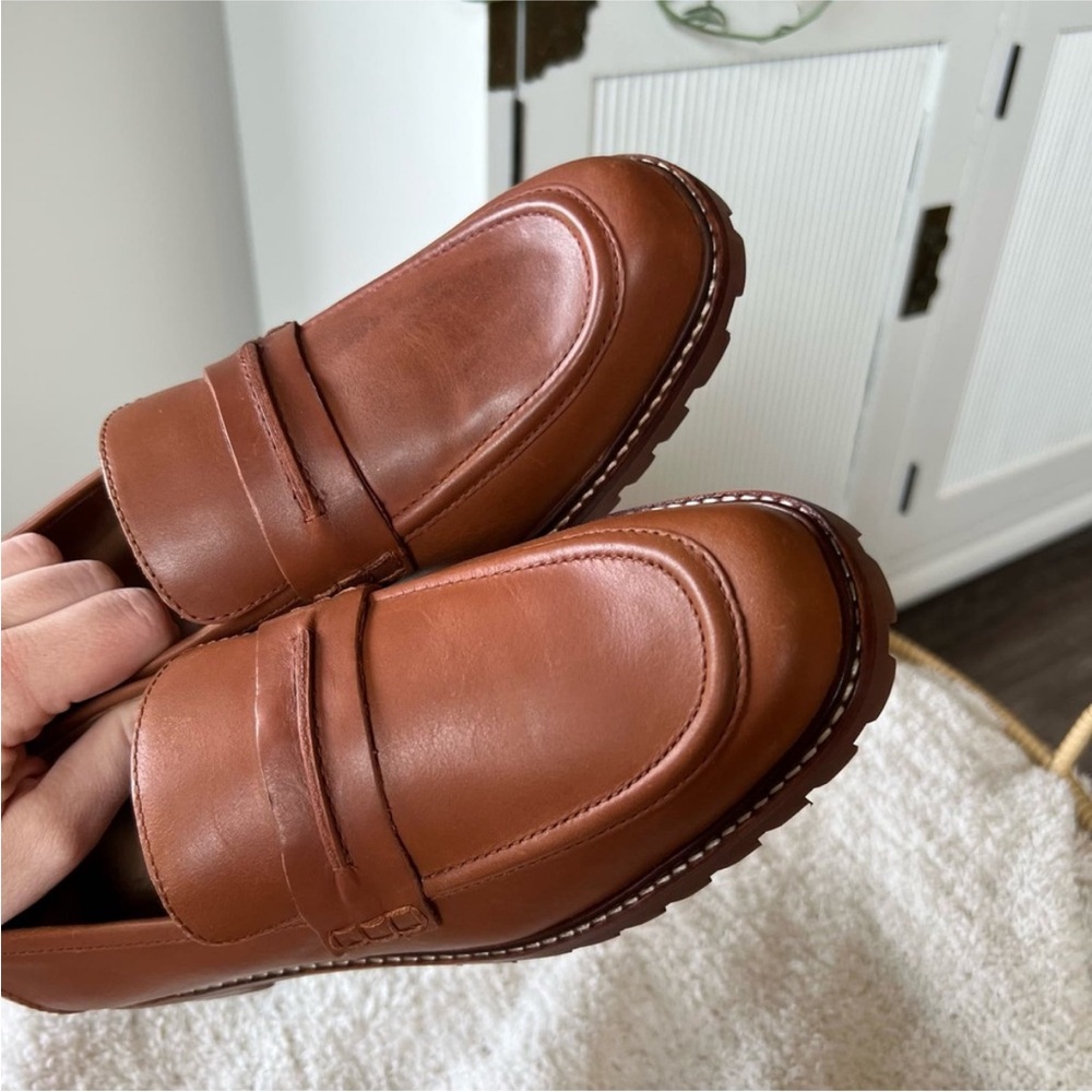 Madewell Brown Leather Lug Sole Penny Loafers - Picture 4 of 15